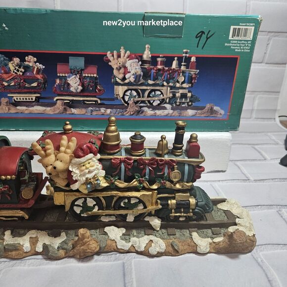 Vintage Christmas Santa's Town 18" Mantle Train 4 Stocking Hanger W/Box Heavy - Picture 6 of 16